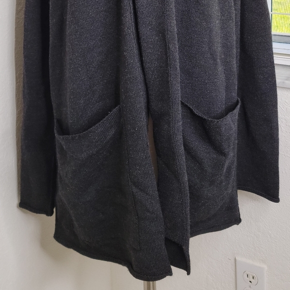 LARS ANDERSSON Wool Open Front Cardigan In Charcoal M. - Picture 6 of 8